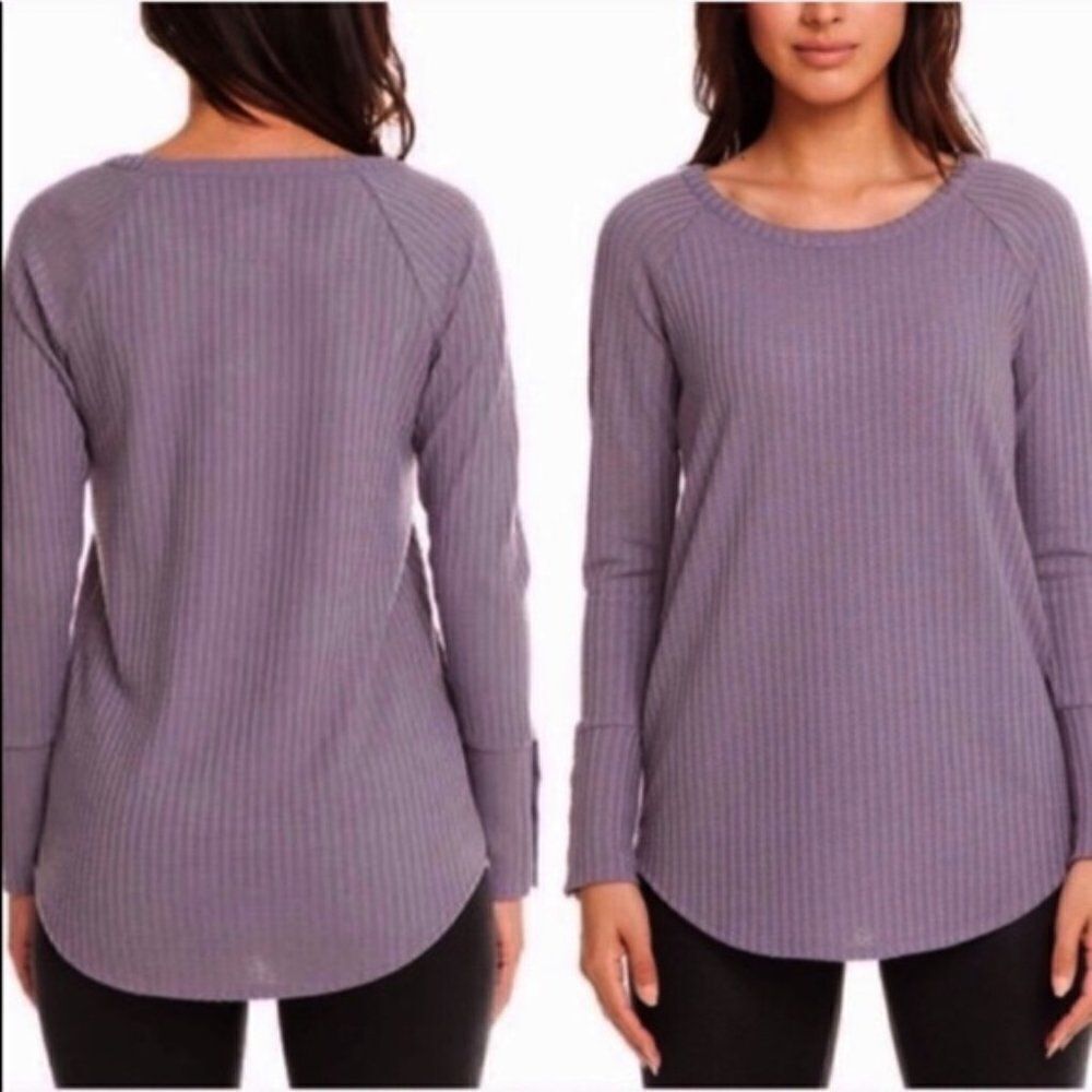 Chaser Thermal Knit Purple/Lavender Scoop Neck Long‎ Sleeve Pullover Top-Small